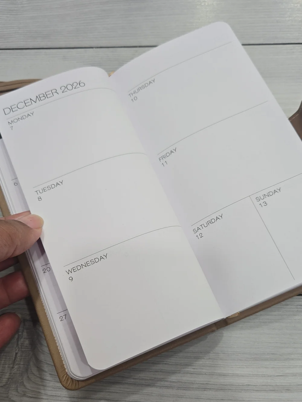 2027 Weekly Planner - Taupe with Gold Accents